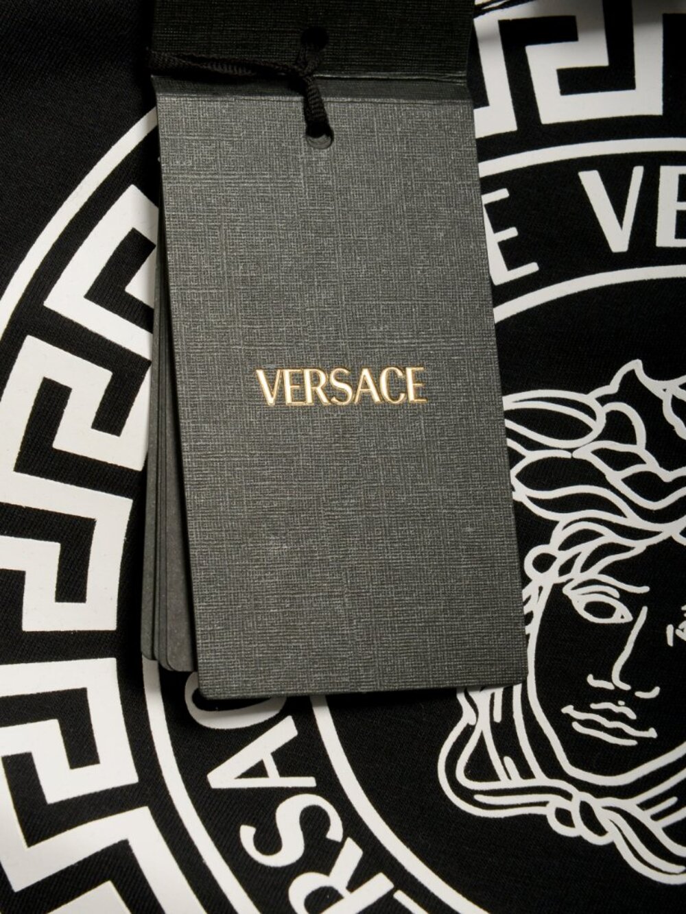 Versace Men's Black Logo Print Crewneck Short Sleeve T-Shirt US XL IT 54 - Picture 5 of 6